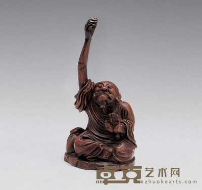 清 竹刻长臂罗汉 高15.5cm；直径7.5cm